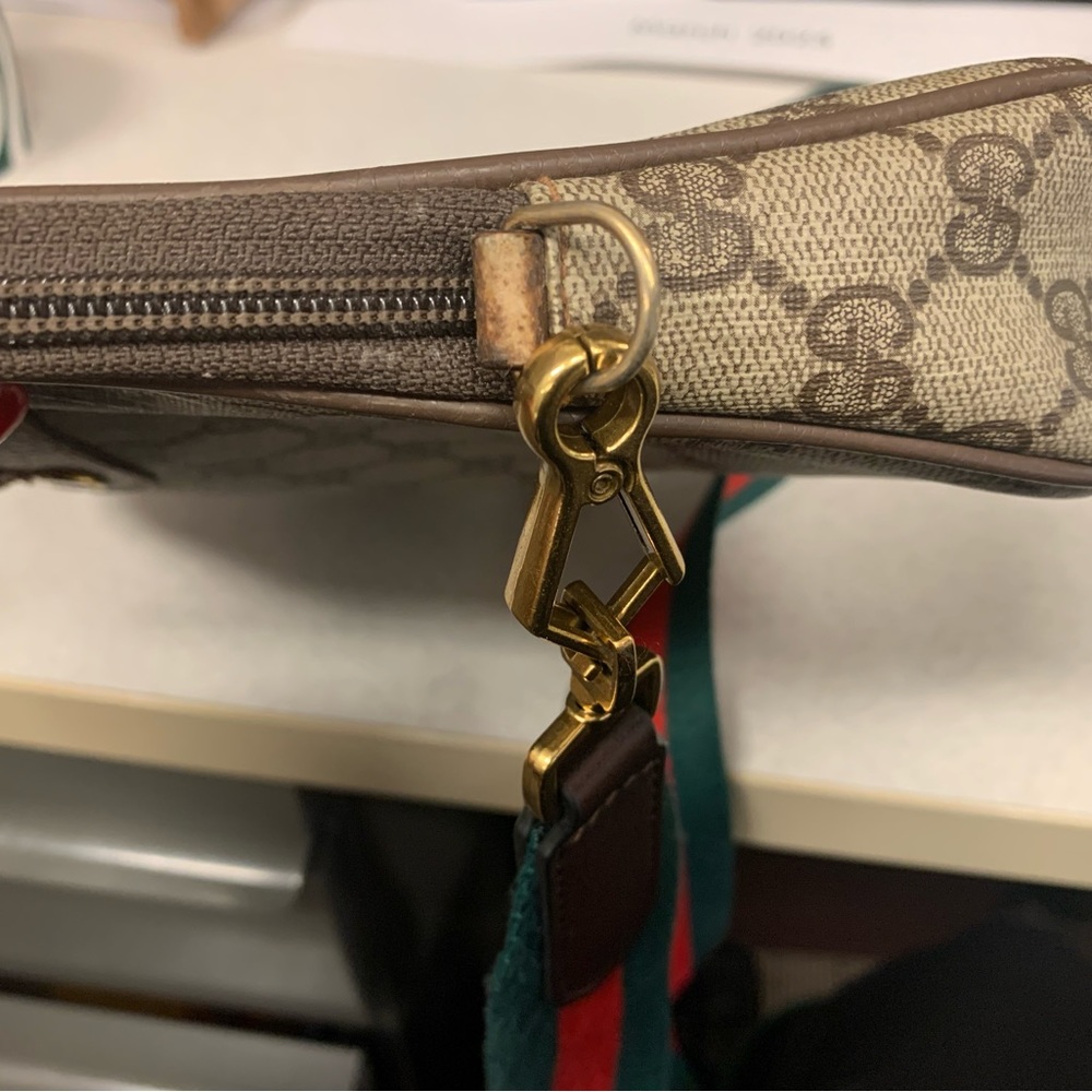 Authentic Vintage Gucci Supreme Canvas Bee Beige Brown Crossbody - Picture 10 of 12
